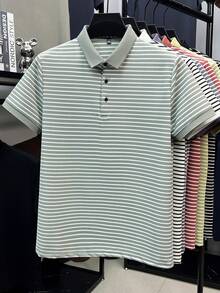 Kemeja Polo Bergaris Pro Man Wardrobe, Atasan Olahraga Lengan Pendek Berkerah - Grey - View 2