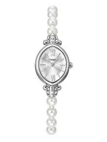 1pc Women's Casual Retro Minimalist Quartz Wrist Watch, Suitable For Daily Wear - Silver - View 8