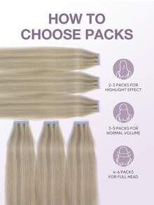 20pcs 14-22 Inch Seamless Double-Sided Tape-In Human Hair Extensions, Invisible Tape-In Hair Extensions, Straight Hair, Suitable For Party & Daily Wear - S17A/60A - View 7