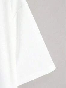 1 Piece Of Women's Summer T-Shirt With Letter Print Design, Casual Street Style, Loose Fit, Multifunctional, Round Neck, White, Short Sleeve, Fashionable For Everyday Wear, Suitable For Daily Use. 180g 100% Cotton. - 白色 - 查看 3