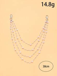 1pc Multi-Layer Pearl Shoulder Chain, European And American Fashion Evening Party Dress, Lingerie Accessory, Vintage Bridal Wedding Accessory Body Chain - Pearl - View 6