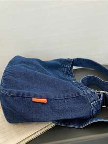 1 chiếc túi tote đeo chéo bằng vải denim mài, unisex, kiểu dáng giản dị và dung tích lớn, phù hợp cho phong cách đường phố và sử dụng hàng ngày. - Nhiều màu - Xem 4
