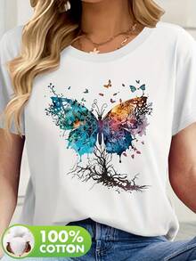 Camiseta Básica Casual de Manga Corta para Mujer, Holgada y Versátil - Blanco - Ver 12