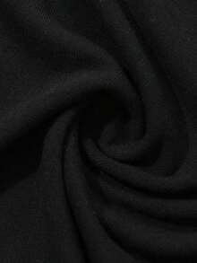 Camiseta casual de verano para mujer con cuello alto, manga corta, ajustada y envolvente, de uso versátil, ropa de vuelta al colegio - Negro 4 - Ver 3