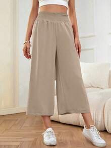 LUNE Pantalones de pierna ancha unicolor crop - Albaricoque - Ver 1