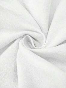 Vestido corto elegante de mujer con cuello en V, volantes, cintura y línea A, con estampado de lunares marrones y hombros descubiertos - Blanco - Ver 9