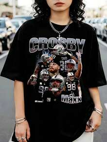 Graphic Print T-Shirt Of Las Vegas Football Player Maxx Crosby - Black - View 6