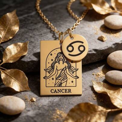 1 pieza Collar con colgante cuadrado personalizado de los 12 signos del zodíaco, chapado en oro de 18K, de acero inoxidable, para mujer