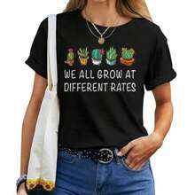 We All Grow At Different Rates. Special Education Teacher T-Shirt For Women - Black - View 1