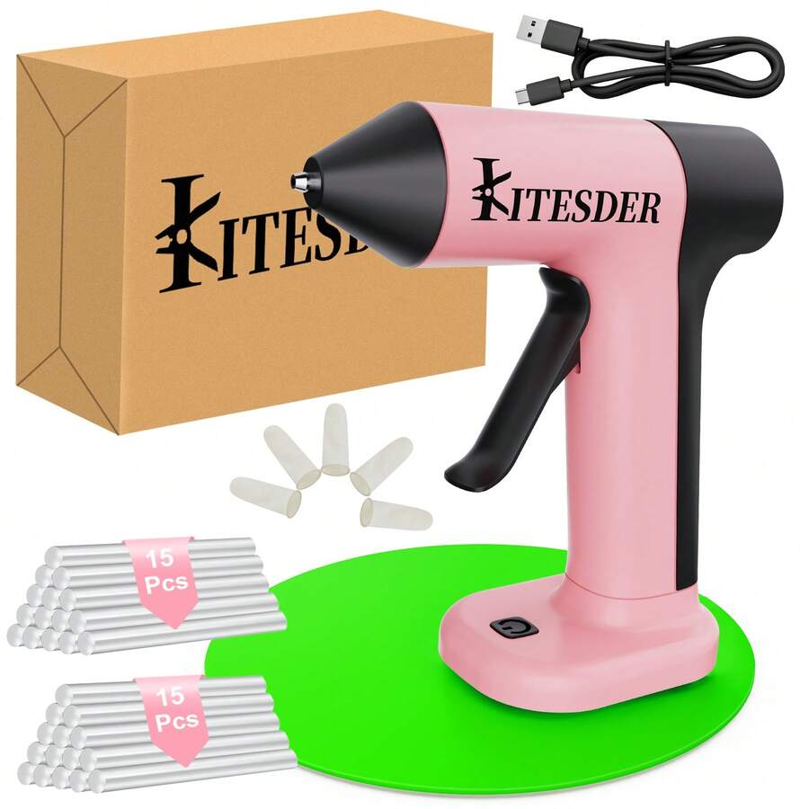 60W  Hot Glue Gun Dent Reomval Kit With 30Pcs High Adhesion Glue Sticks, Fast Preheating Hot Melt Glue Gun And Sticks Set,Charge&Battery, For Craft DIY And Quick Home