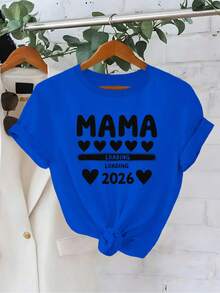 Camiseta Pura para Mujer - Mama Loading Hearts 2026, Suave, Transpirable, Casual, Cuello Redondo con Corazón y Mama Loading - Gris Oscuro - Ver 8