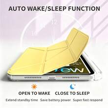 Ốp lưng tương thích với iPad thế hệ thứ 5/6, Air 1/Air 2/Pro 9.7 inch, thế hệ thứ 7/8/9 10.2 inch, Air 3/Pro 10.5 inch, Mini 6/7 8.3 inch, phù hợp với iPad thế hệ thứ 10 2022/ thế hệ thứ 11 2025. Ốp bảo vệ Air 4/5 (10.9 inch), Air 6/7 (11-13 inch)/Pro 11 2018-2022/Pro 12.9 2018-2022. Ốp bảo vệ đơn giản, siêu mỏng, ba gấp chữ Y/ ốp lưng mềm bảo vệ cao cấp. - Màu vàng - Xem 3