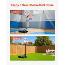 Portable Basketball Stand, 5.2 To 6.9 Ft Height Adjustment Basketball Hoop & Goal, Kids Adjustable Basketballs Hoop With Nylon Net & Rolling Wheels, Portable Backboard Set For Patios, Poolside - 5.2 to 6.9 Ft - View 7