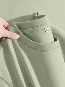 Camiseta de manga corta de talla grande para mujer , nueva ropa de verano popular para mujer de talla grande, corte holgado, 100% algodón puro, suave - fácil de usar, lavar y cuidar. - Verde de judía - Ver 3
