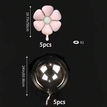 10个18英寸粉色雏菊铝箔气球套装，透明圆形气球搭配粉色雏菊气球，适用于情人节装饰、生日派对装饰、周年纪念活动、婚礼装饰，无需用电 - 多色 - 查看 2