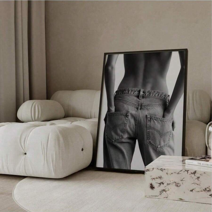 1 tấm tranh in nghệ thuật không khung đen trắng họa tiết quần jeans, poster thời trang hiện đại Stockholm tôn dáng, tranh treo tường denim phong cách Y2K, trang trí phòng tối giản kiểu Scandinavia, FunkyPosters, trang trí phòng ngủ, tranh in treo tường cho phòng, đồ dùng thiết yếu cho ký túc xá đại học - Nhiều màu - Xem 1
