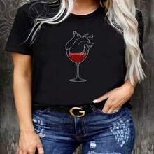 Top Picklocal1pieza Mujer Casual Elegante Camiseta Corta 2026 Talla Grande Camiseta Ligera de Verano Corte Regular Casual Transpirable Esencial para Uso Diario Ropa Versátil Look Moderno Material Cómodo Mangas Cortas para Jóvenes Adultos S-XXXL - Negro - Ver 1