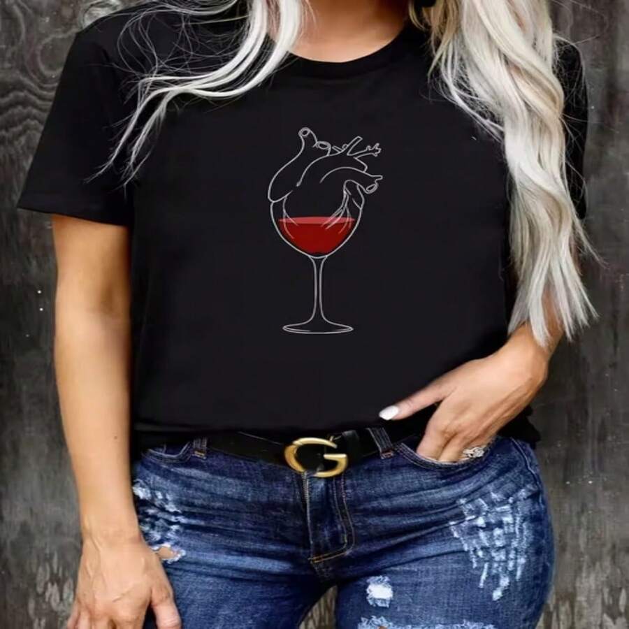 Top Picklocal1pieza Mujer Casual Elegante Camiseta Corta 2026 Talla Grande Camiseta Ligera de Verano Corte Regular Casual Transpirable Esencial para Uso Diario Ropa Versátil Look Moderno Material Cómodo Mangas Cortas para Jóvenes Adultos S-XXXL - Negro - Ver 1