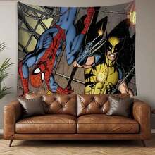 1pc M-Arvel Superheroes Tapestry, S Pider Man Wolverine Graphic With Retro Comic Action Scene, Vibrant Wall Hanging For Home Living Room Bedroom Dorm, Aesthetic Room Decor, Large Wall Art, Photo Booth Backdrop, Manga Style Design, Tapestry Ideal As A Gift For Family And Friends, Ideal For Parties, Parties, Children'S Decoration, Wall Decoration For Living Room, Ideal For Bedroom, Living Room, Hallway, Wall Decoration - Nhiều màu - Xem 3