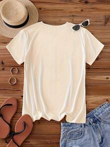[Officially Licensed World Cup] 2026 World Cup, Short Sleeve T-Shirt With Fun Football Print, Urban Style Print Design, Summer Top, Must-Have For Fans, Available In Couple Styles (Men & Women), Great Birthday Gift For A Boyfriend. - 杏色 - 查看 3