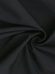 Camisa casual con cuello asimétrico y empalme de malla, top de un solo hombro - Negro - Ver 3