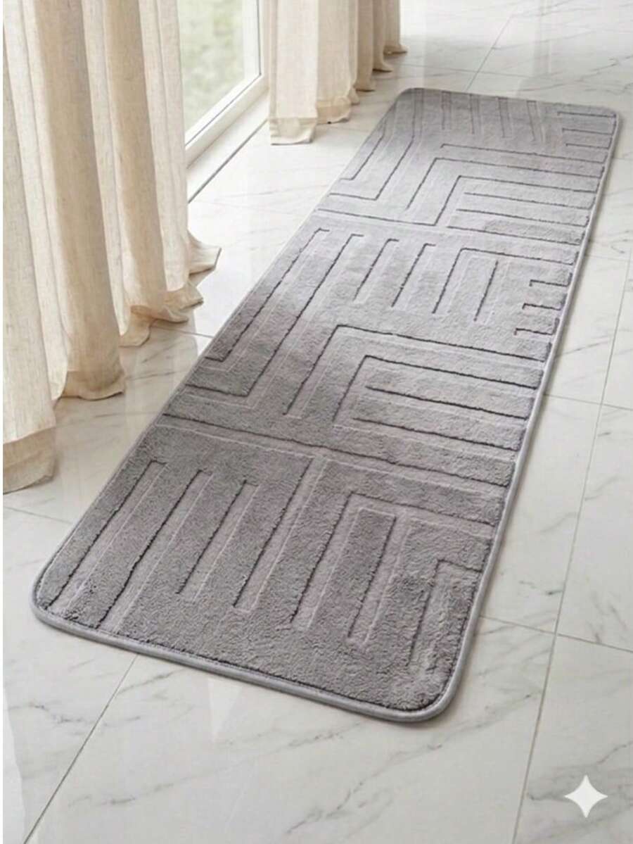 Luxury Runner Rug 2.00m X 60cm – Geometric Design With Reinforced Bias Binding. Beautiful And Non-Slip. - 灰色 - 查看 1