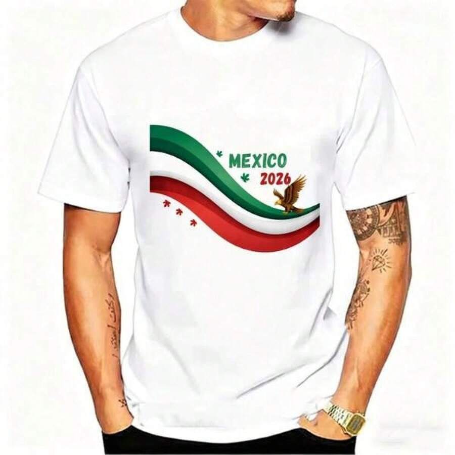 Camiseta Ola México 2026 – Gráfico de la Águila Blanca, Regalo Perfecto para Aficionados al Fútbol Mexicano y Porteros de la Selección Nacional. Camiseta infantil de la Rosa de México para el Día de la Independencia de México, camiseta de la Copa Mundial 2026, camiseta de fútbol unisex para niños, camiseta de aficionado al fútbol, regalo para fanáticos de los deportes, disfraz para el día del partido. - Negro - Ver 1