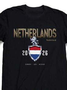 Camiseta de la Copa Mundial de Holanda 2026 – Camiseta de Coleccionista de la Mascota Nacional, Unisex - Negro - Ver 6
