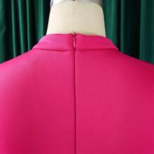 Women's Summer Dress, New Model, Double Ruffle Sleeve, Solid Color, Wide Full Skirt - 玫紅色 - 查看 6