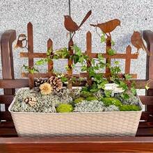 2件鄉村風圍欄鳥類金屬花園裝飾插樁，含木質元素戶外地面裝飾，免電池，適合聖誕節、生日及節日禮物 - A - 查看 7