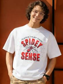 Always Trust Your Spidey Sense Graphic T Shirt 100 Percent Cotton T Shirts For Men MARVEL Marvel Universe Superhero Men's Summer Outfits Men's Clothes Mens Tops Streetwear Mens Gift Ideas Innerwear Or Outfits,Mens Fashion - trắng - Xem 1