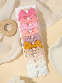 10pcs Waffle Texture Bow Hair Accessories, Gentle Style Daily Wear Hair Decor Set - Mixed color - View 14