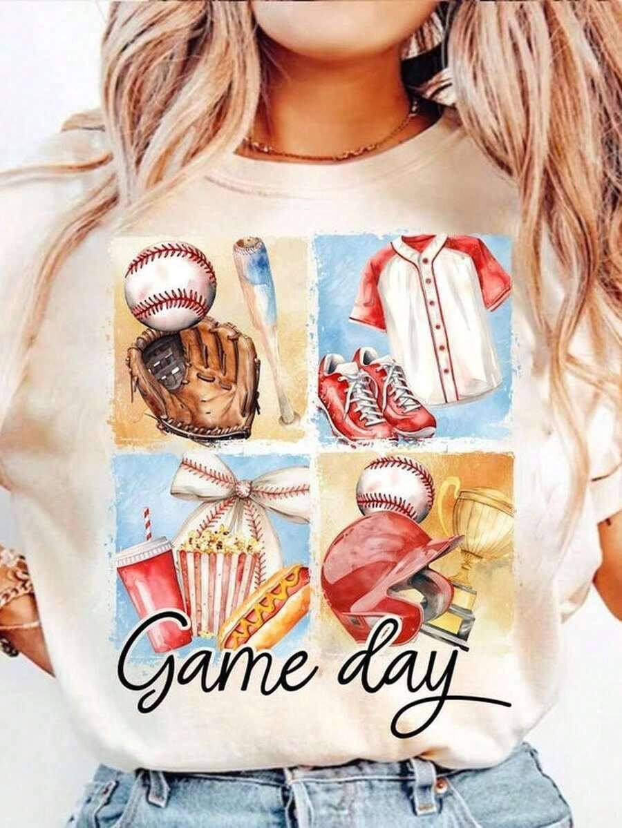 1 Piece Of Women's Retro Baseball-Style Cotton Sports T-Shirt With Leopard Print And Glitter, Ideal For Game Day Or Baseball Moms. Durable, High-Quality Fabric, Suitable For Everyone, Whether Women Or Men, Breathable And Comfortable To The Touch, But Designed To Last. In Fall Outfit. S For Women. In VaC. Ation Outfit. S WoM. In Halloween Costumesoft - 白色 - 查看 1