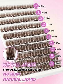 MAANGE 160pcs Brown Cluster Eyelashes, Soft & Charming Fluffy, Multi-Length Cluster, Suitable For Beginners Eye Makeup, Cluster Eyelashes, Individual Lashes, False Eyelashes - D - View 11