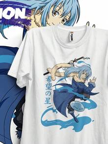 Camiseta blanca de manga corta de Rimuru de "That Time I Got Reincarnated As a Slime", camiseta blanca gráfica, 230G, transferencia de calor, casual, urbana, moda hip hop, fitness diario, deportes, correr, pesca, camiseta de vacaciones, Y2K, regalo para hombres y mujeres - [Blanco] - Ver 7