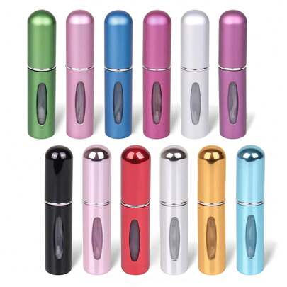 1 unidad de frasco atomizador de perfume recargable para viajes, mini frascos de spray portátiles de 5 ml para accesorios de viaje, envases de perfume multicolor (color aleatorio)