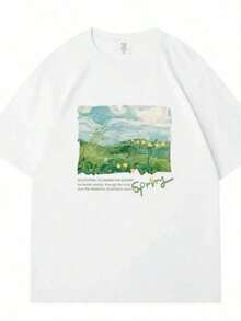 Printed T-Shirts For Women, Plus-Size Urban Style Tops, Comfortable And Stylish Summer T-Shirts That Go With Everything. WAVLATII New Spring Green Printed T-Shirts For Women,  White Plus Size Urban Style T-Shirts For Women, Casual Summer T-Shirts For Ladies. - 白色 - 查看 1