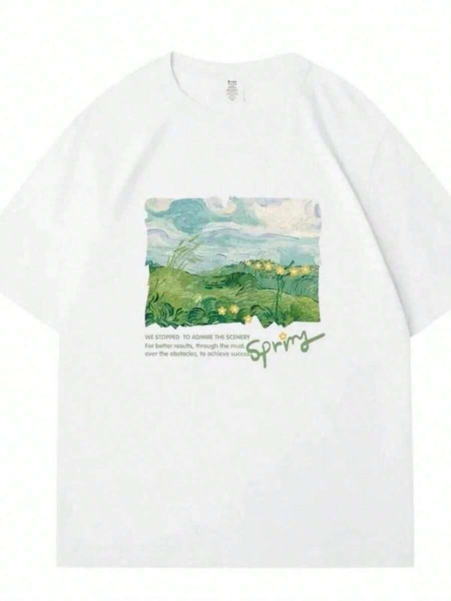 Printed T-Shirts For Women, Plus-Size Urban Style Tops, Comfortable And Stylish Summer T-Shirts That Go With Everything. WAVLATII New Spring Green Printed T-Shirts For Women, White Plus Size Urban Style T-Shirts For Women, Casual Summer T-Shirts For Ladies. - 白色 - 查看 1