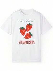 Camiseta Casual de Fresas del Mercado de Frutas, Camiseta de Verano Unisex, Ropa Casual, Regalo para Amantes de la Fruta, Estilo Outdoor, Moda Primavera-Verano, Moda Vintage R - Blanco 1 - Ver 7
