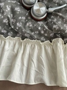 4件組花卉蕾絲被套組，柔軟舒適臥室寢具，可愛花卉圖案，透氣柔軟四季通用寢具組，包含1件被套、1件床單、2件枕套，不含填充物，適用於臥室、宿舍、居家使用，多種尺寸可選 - 灰色 - 查看 8