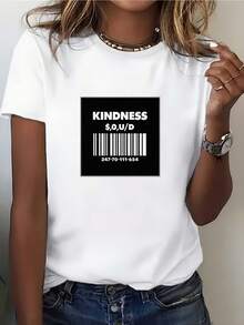 Camiseta unisex de 180G con diseño de código de barras para caridad - Perfecta para reuniones familiares, eventos corporativos y regalos comunitarios, suave y cómoda, corte clásico, una camiseta imprescindible para ocasiones de verano. - Blanco - Ver 1