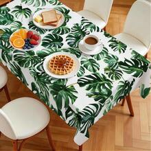 1pc Rectangular Polyester Tablecloth, Green Turtle Leaf Pattern, Single-Sided Printing, Suitable For Tabletop, Washable And Reusable, Applicable For Indoor, Outdoor, Patio, Wedding, Party, Dining, Craft Exhibition, Banquet Decoration - Multicolor - View 5
