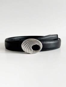 1 pièce Ceinture de mode pour femme avec décoration métallique, convient pour les pantalons - Rouge - Voir 1