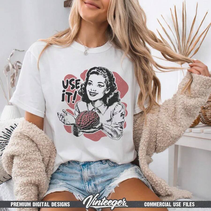 Diseño retro divertido - Diseño de camiseta con cita sarcástica - Frase de chica atrevida - Gráfico vintage humorístico para sublimación e impresión - Blanco - Ver 1