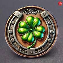 1pc 2D Flat "Horseshoe & Four-Leaf Clover" Brooch, Ideal For Daily Use, Celebrations, Birthdays, Parties And Gifts, Making It A Versatile Accessory For Any Season - A - View 7