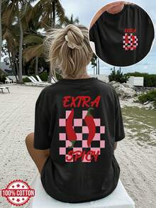 Women's Short-Sleeved T-Shirt, Vacation Style, Elegant And Casual, Summer Top That Goes With Everything. - 黑色 - 查看 12