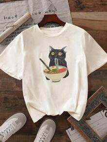 Camiseta informal de manga corta y cuello redondo para mujer de talla grandePure-Cotton - Blanco - Ver 7