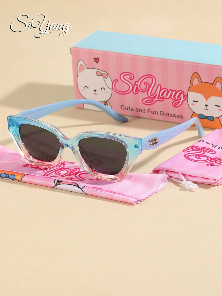SIYANG SI YANG 品牌男孩女孩復古貓眼太陽眼鏡，舒適百搭輕量夏季防曬太陽眼鏡，鼻樑無壓感