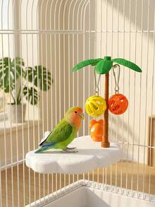 Sân chơi cho vẹt Budgerigar | Cây dừa và cành nấm, đồ chơi đa chức năng cho lồng chim (bao gồm bóng gặm/chuông/cành), vật dụng thiết yếu cho thú cưng nhỏ thư giãn. - Nhiều màu - Xem 4