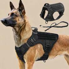 2 Stücke Taktisches Hundegeschirr und Leine Set, Robustes Hundegeschirr mit Griff, verstellbare Weste Geschirr geeignet für mittelgroße bis große Hunde, Spazierengehen, Wandern, Jagd - Verschiedenfarbig - Übersicht 3